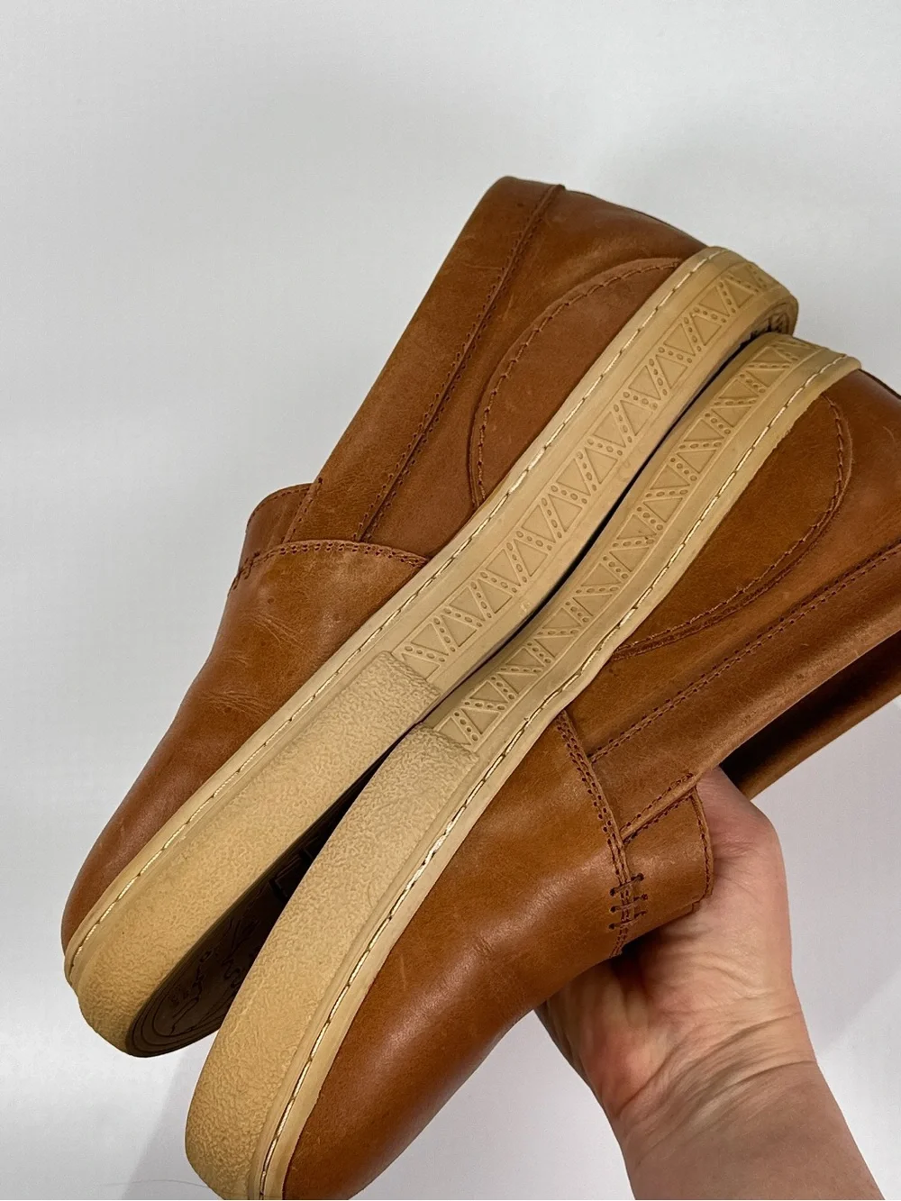 Oliberte Slip On Loafers Elastic Gusset Pull Up Leather Brown EU 42